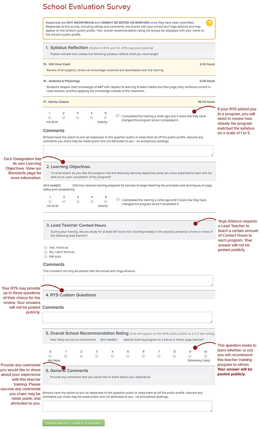 School Evaluation Survey sample